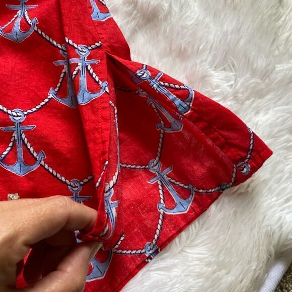 Mud Pie Dress Anchor Nautical Lightweight Thin Red White Blue Women’s Sz Medium - Picture 5 of 7